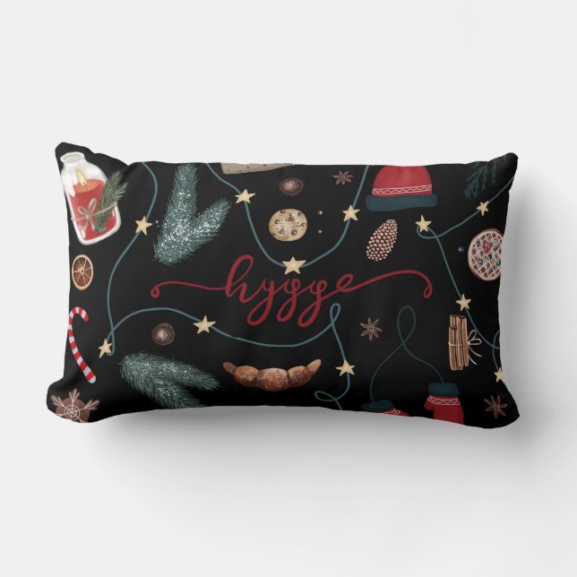 Mörk Hygge-jul Lumbarkudde (Framsida)