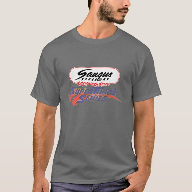 Mörk i Saugus Speedway Superlångtradsserie t-shirt (Framsida)
