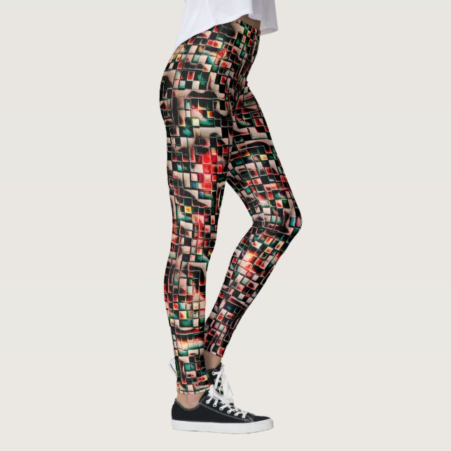 Mörk i texturerade obearbetade stil, mosaiska fyrk leggings (Höger)