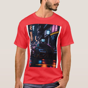 Mörk Idrottar i japanska Neon City 2 T Shirt