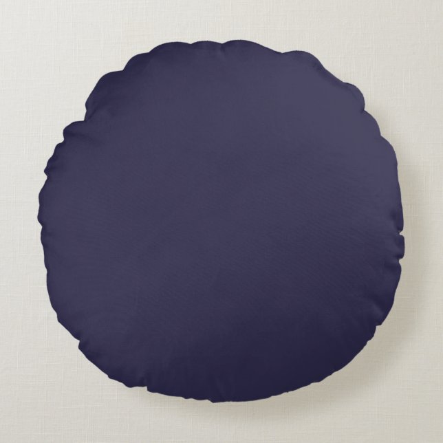 Mörk Indigo Bläck Blue Solid Färg Skriv ut Rund Kudde (Framsidan)