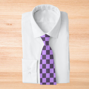 Mörk Indigo och Blek Violet Checkerboard Slips
