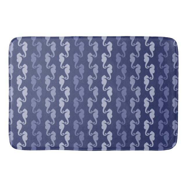 Mörk Indigo Seahorse Rand Bath Mat Badrumsmatta (Framsidan)
