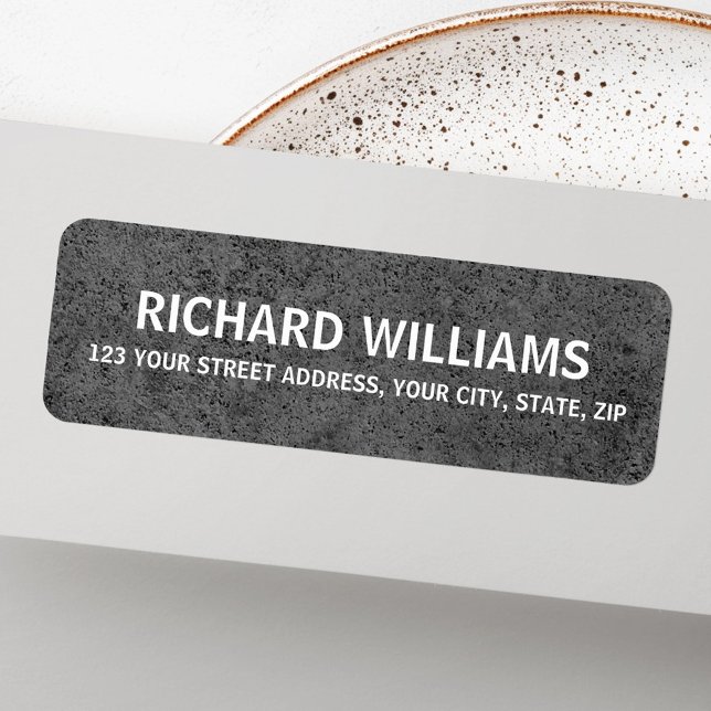 Mörk industriell betongmaskulin returadress etikett (Dark industrial concrete masculine return address label)