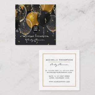 Mörk Iridescent Balloons Party Planner Fyrkantigt Visitkort