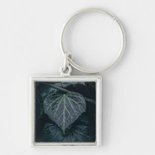 Mörk Ivy Nature Photo Fyrkantig Silverfärgad Nyckelring