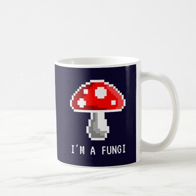 Mörk: Jag är en svamp Pixel Mushroom Mugg (Höger)