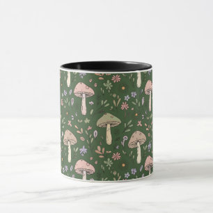 Mörk Jägare Grön Dyster Svamp Sömlös Mönster Mugg