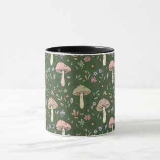 Mörk Jägare Grön Dyster Svamp Sömlös Mönster Mugg