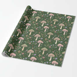 Mörk Jägare Grön Dyster Svamp Sömlös Mönster Presentpapper