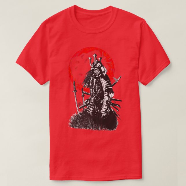 Mörk Japanska Samurai Warrior Sword Martial Arts T Shirt (Design framsida)