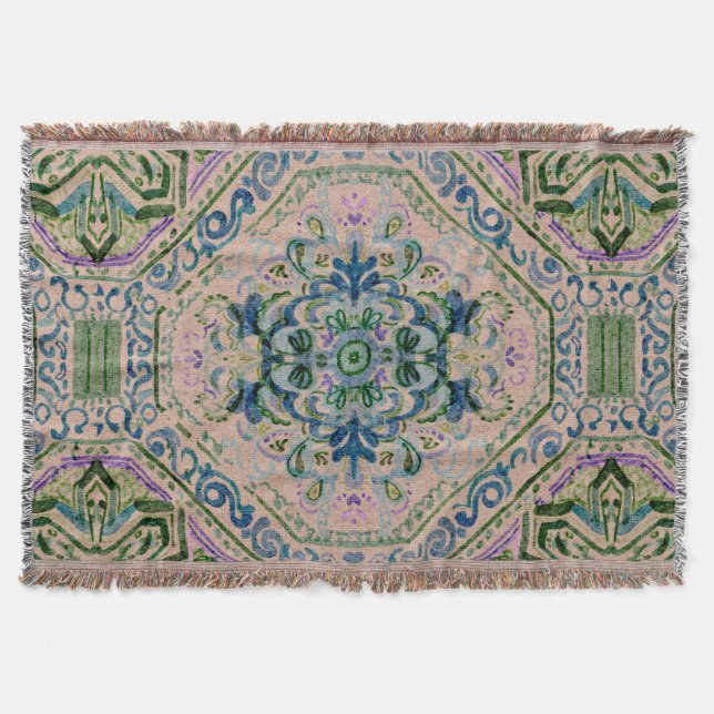 Mörk jord Damask-y fyrklöver Filt (Framsidan)