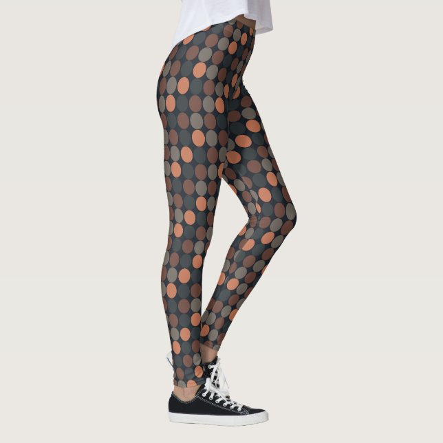 Mörk jord geometrisk cirkel prickar design  leggings (Höger)