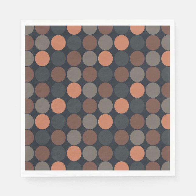 Mörk jord geometrisk cirkel prickar design  pappersservett (Framsidan)