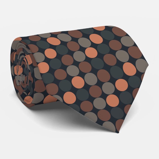 Mörk jord geometrisk cirkel prickar design  slips (Rullad)