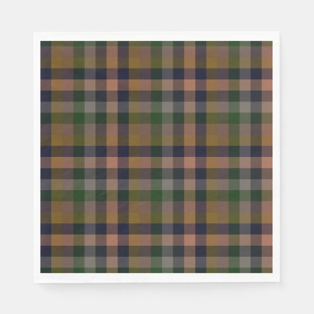 Mörk jord Gingham Plaid Rutig Design  Pappersservett (Framsidan)