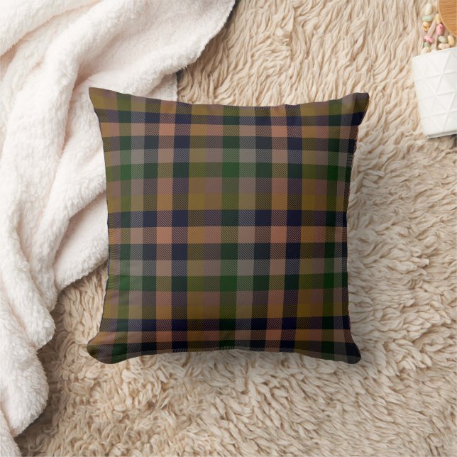Mörk jord Gingham Plaid Rutigt Mönster  Kudde (Filt)