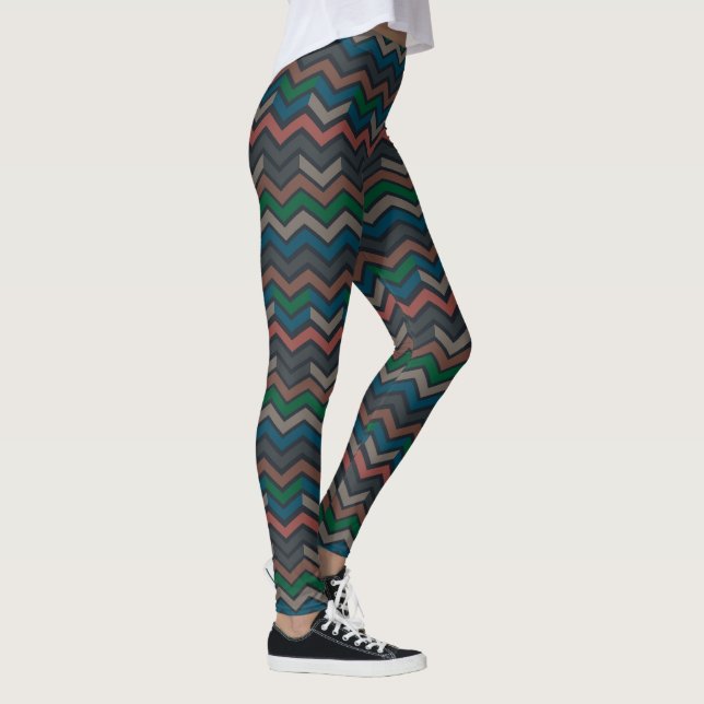 Mörk jord skogslandskap sicksack-chevron  leggings (Höger)