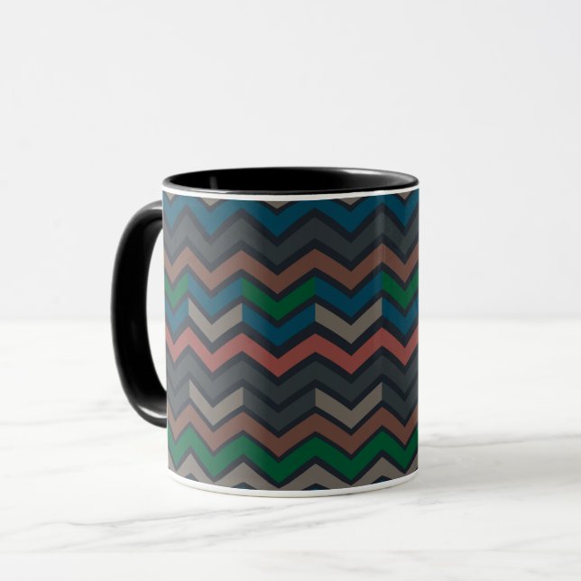 Mörk jord skogslandskap sicksack-chevron  mugg (Framsida vänster)