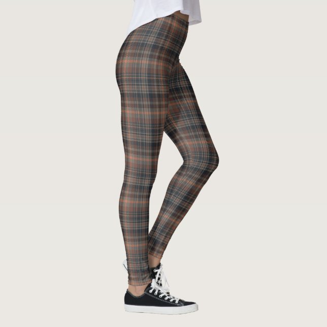 Mörk jord skogsmark plaid tartan   leggings (Höger)