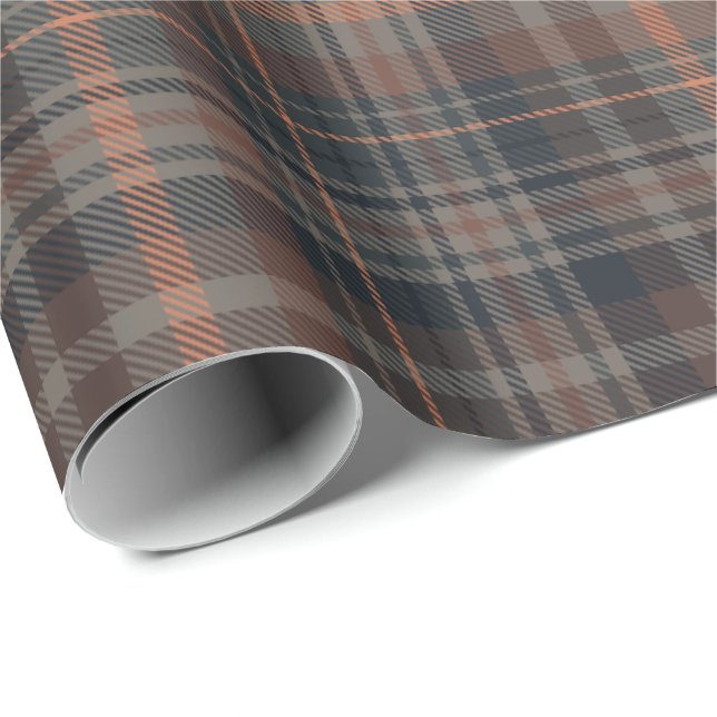 Mörk jord skogsmark plaid tartan   presentpapper (Rullad Hörn)