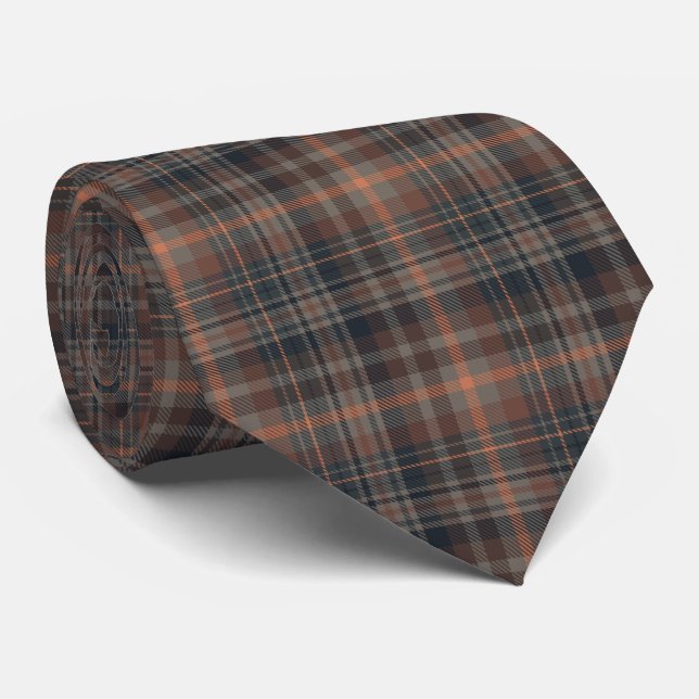 Mörk jord skogsmark plaid tartan   slips (Rullad)