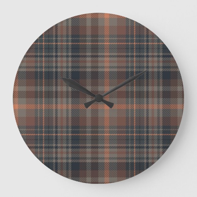 Mörk jord skogsmark plaid tartan   stor klocka (Framsida)