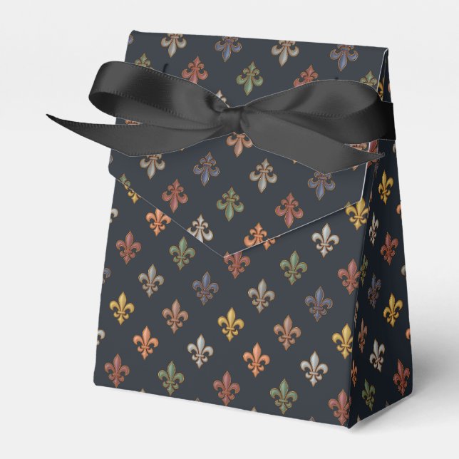 Mörk jord skogsmarker Fleur-de-lis-design  Presentaskar (Framsidan Sidan)