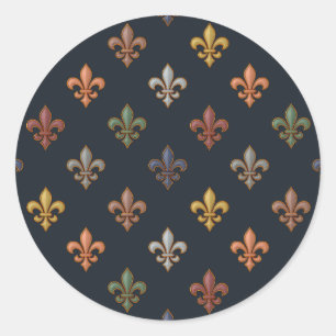 Mörk jord skogsmarker Fleur-de-lis-design  Runt Klistermärke
