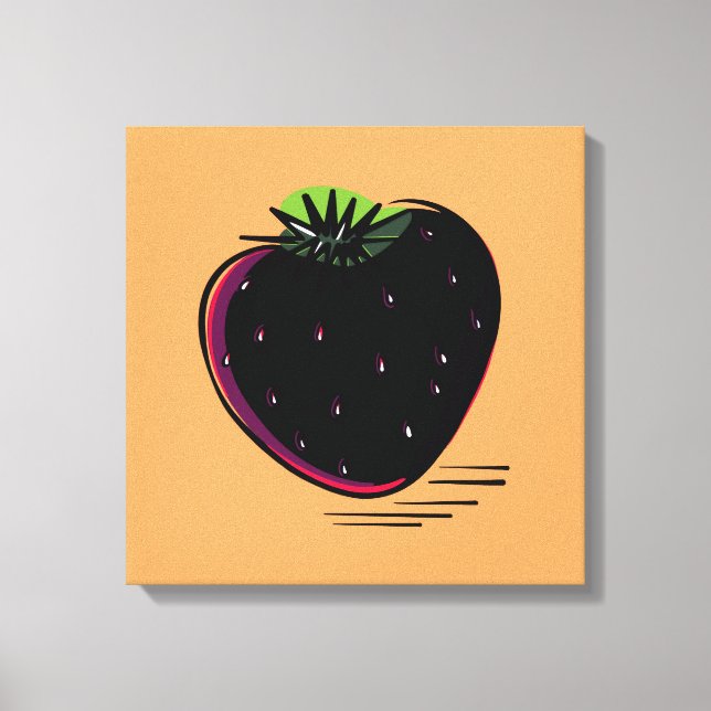 Mörk Jordgubbe – Minimal Grafikkonst  Canvastryck (Framsida)