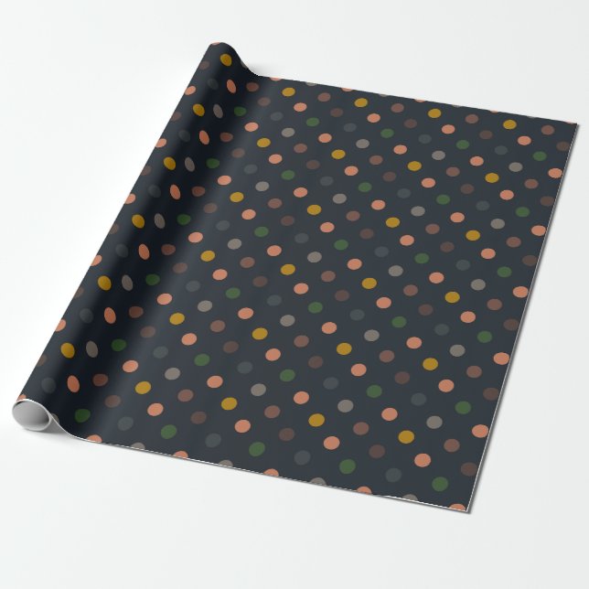 Mörk jordton skogsmarker prickdesign presentpapper (Utrullad)