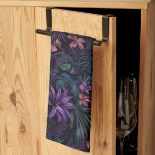 Mörk Jungle Flowers Kökshandduk