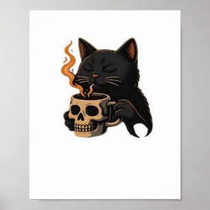 Mörk Kaffe med skal av Mugg, omvänd till T-Shirt Poster
