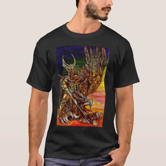 MÖRK KÄND OCH DRAGONFantasy Tee Shirt (Framsida)