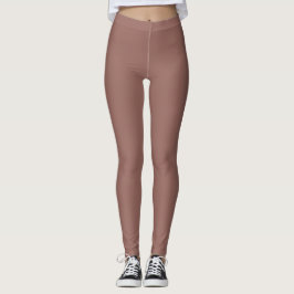 Mörk Kastanj Färg Enfärgad Slät Leggings