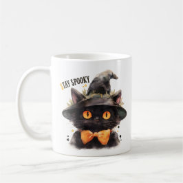 Mörk Katt med Bow Tie Halloween Kaffemugg