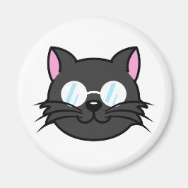 Mörk Katt, svart, Grått-, vid glasögon vid vörning Magnet