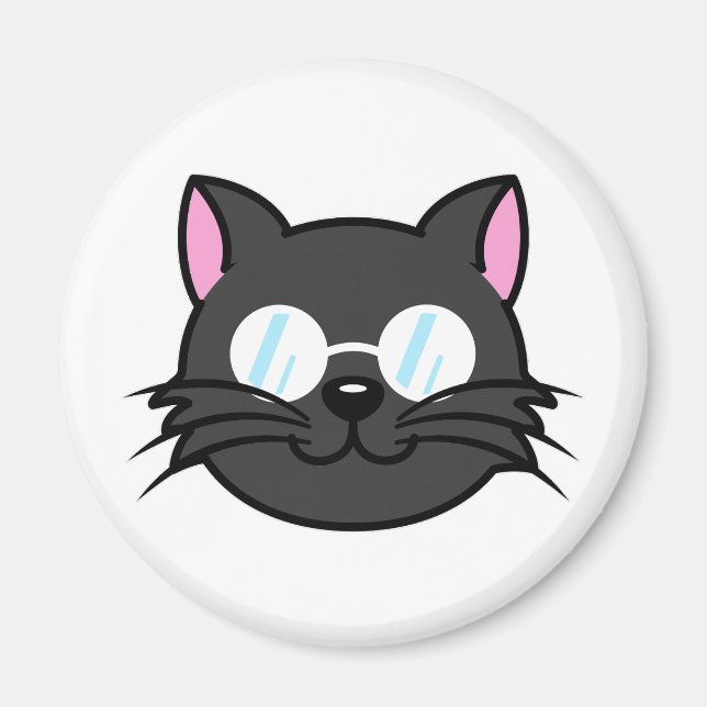 Mörk Katt, svart, Grått-, vid glasögon vid vörning Magnet (Framsidan)