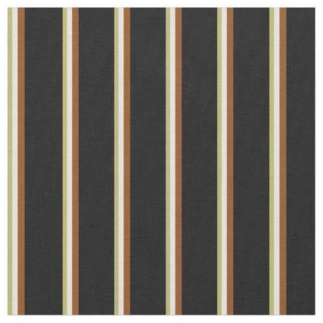 Mörk Khaki, Beige, Brown och Black Färgad Linjer Tyg (Närbild)