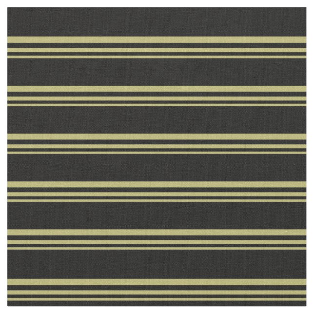 Mörk Khaki & Black Färgad Rand Mönster Tyg (Närbild)
