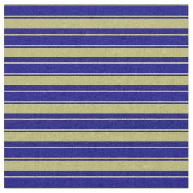 Mörk Khaki & Blue Färgad Rand Mönster Tyg (Närbild)