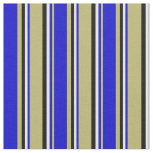 Mörk Khaki, Blue, White and Black Färgad Linjer Tyg