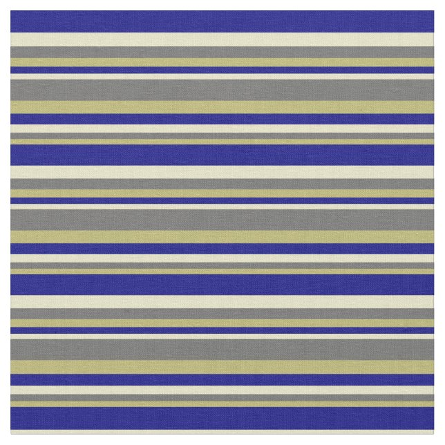 Mörk Khaki, dim Grått, Blek Goldenrod & Blue Linje Tyg (Närbild)