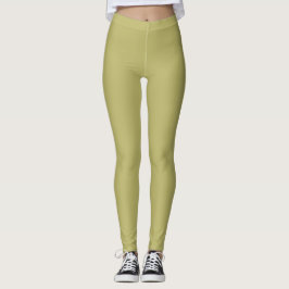 Mörk Khaki Färg Enfärgad Slät Leggings