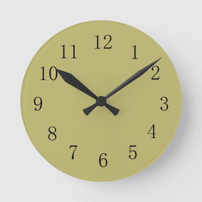 Mörk Khaki Grönt Earth Färg Wall Clock Rund Klocka (Framsida)
