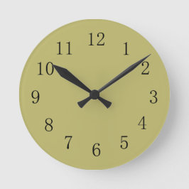 Mörk Khaki Grönt Earth Färg Wall Clock Rund Klocka