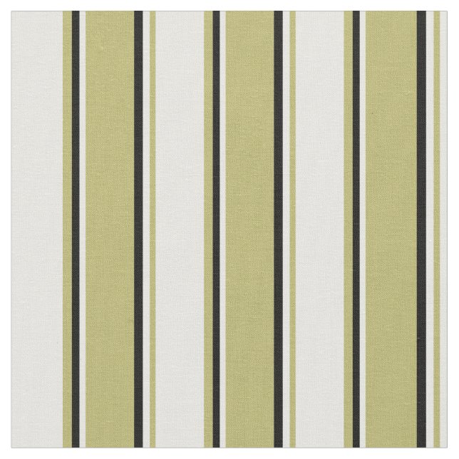 Mörk Khaki, Mint Cream & Black Färgad Rand Tyg (Närbild)