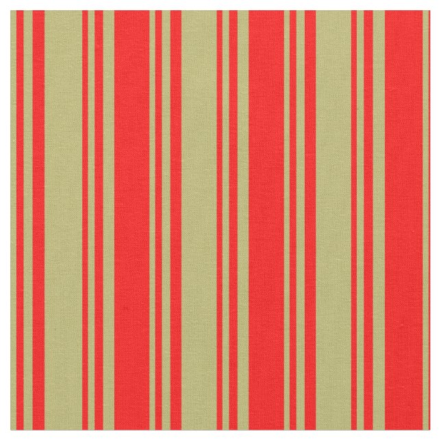 Mörk Khaki & Red Färgad Stripe Mönster Tyg (Närbild)