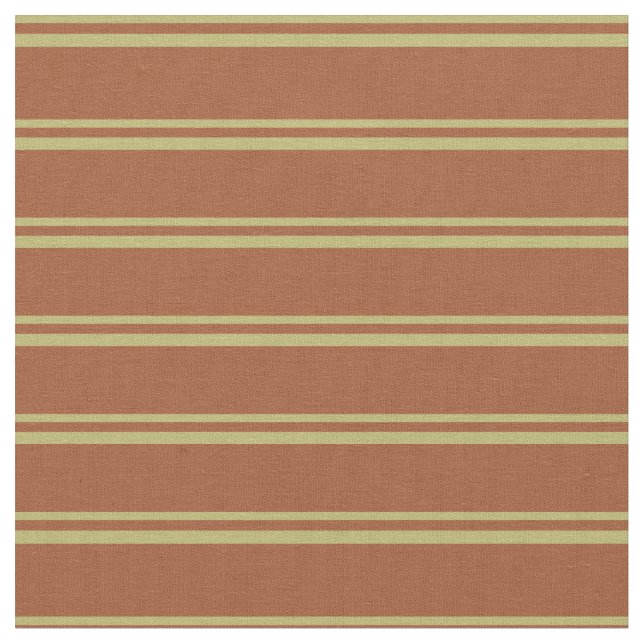 Mörk Khaki & Sienna Lintrad/Stripe Mönster Tyg (Närbild)