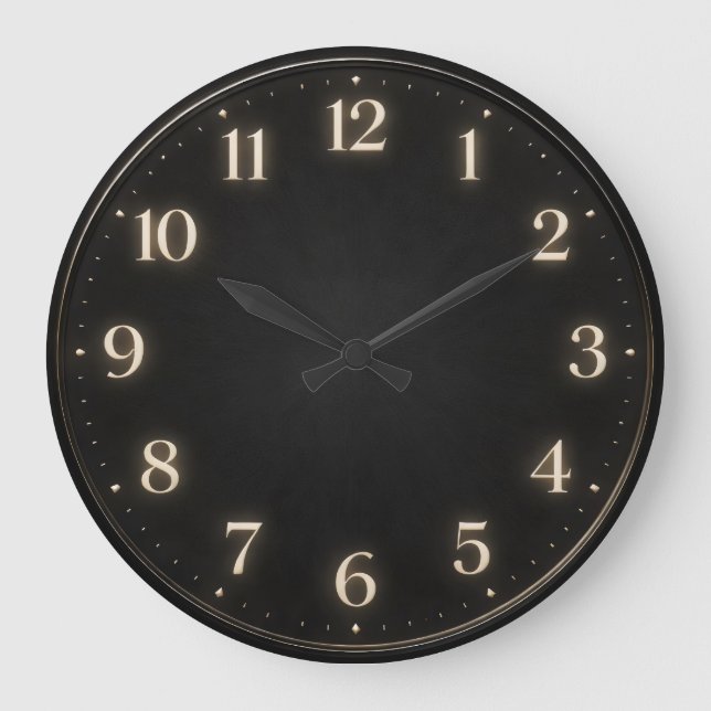 Mörk Kol Minimalistisk Mjuk Siffra Stor Klocka (Framsida)
